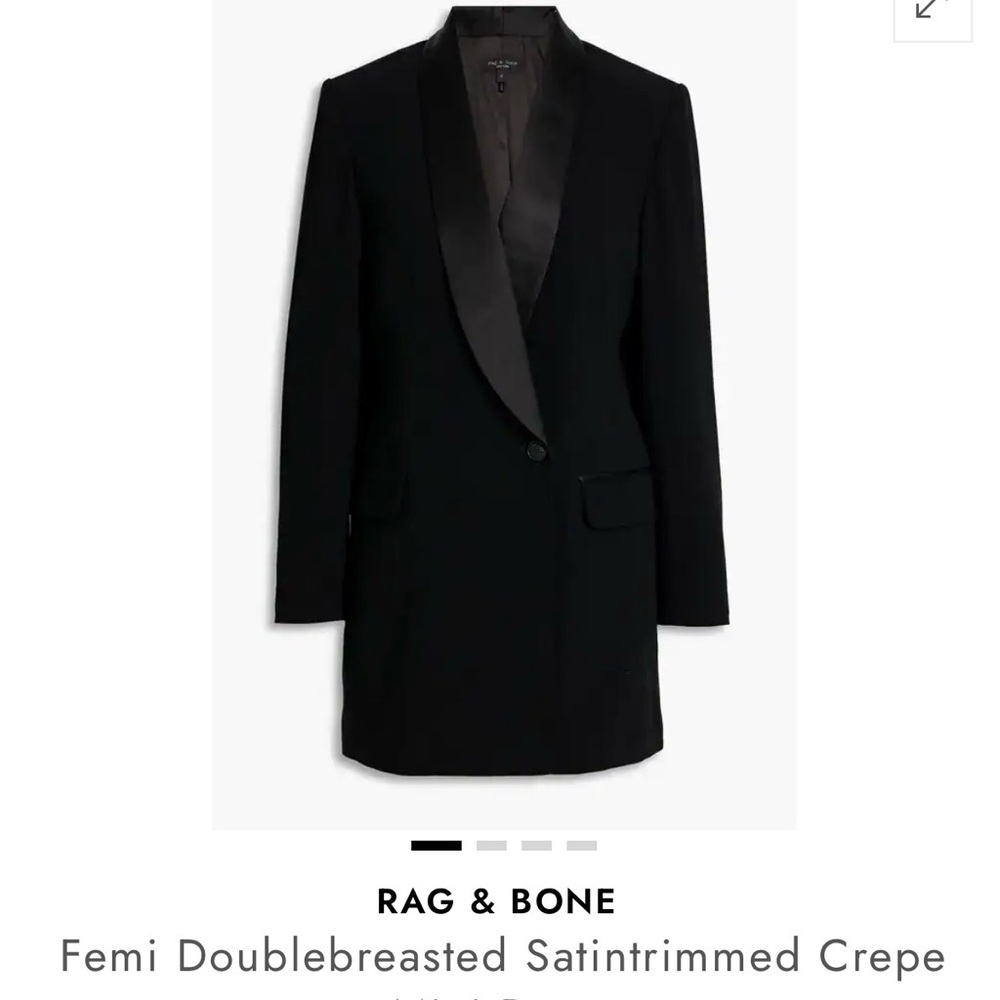 rag & bone Black Satin-Trim Long Blazer